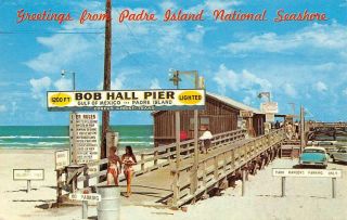 Bob Hall Pier Padre Island Seashore Corpus Christi,  Tx C1960s Vintage Postcard