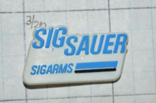 Sig Sauer Sigarms Ammunition Firearms German Vintage Plastic 1 1/4 " Lapel Pin