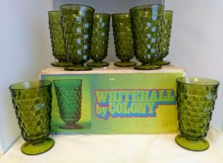 Vintage Whitehall By Colony 8 Pc Cooler Set 14 Oz Olive Green Box Euc