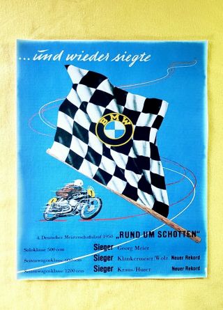 Vtg Bmw Motorcycle Race " And We Won Again " • In German • Canvas Poster 8x10