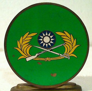 Vintage Us Army Bronze Standing Insignia Crest Paperweight
