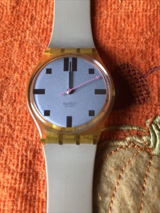 Vintage Swatch Swiss Watch Wristwatch Mens Vintage Beige Color