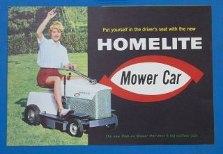 Vintage 1959 Sales Brochure Homelite Mower Car Ride - On Lawn Care York