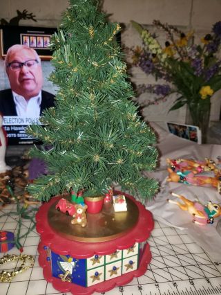 Vintage Avon Christmas Is Coming Advent Revolving Musical Tree Bonus Ornaments