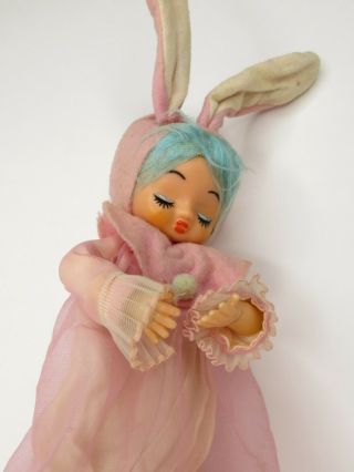 Rare Vintage Pose Stockinette Sleeping Bunny Girl Doll For Repair