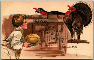 Vintage 1910s Thanksgiving Embossed Greetings Postcard Artist - Signed H.  B.  Griggs