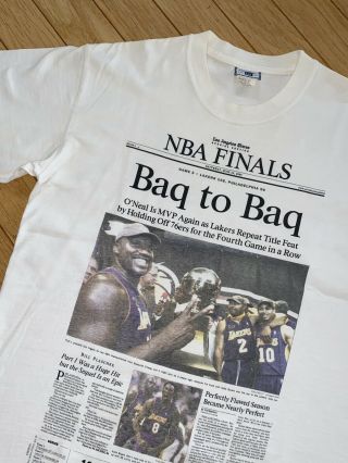Vintage Los Angeles Lakers 2001 Baq To Baq Championship T - Shirt Shaq Kobe Bryant