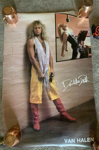 Vintage 1980 Van Halen David Lee Roth Studio Singing Rock Band Poster 35x23