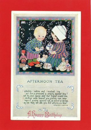 Chloe Preston " Afternoon Tea " Vintage Postcard - Raphael Tuck