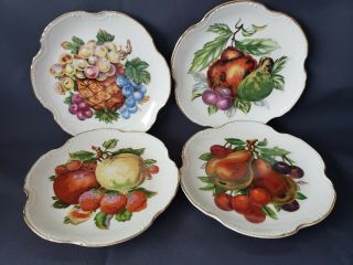 4 Vintage Lego China Hand Painted Made In Japan 7½ " Fruit Plates Wall Hanging