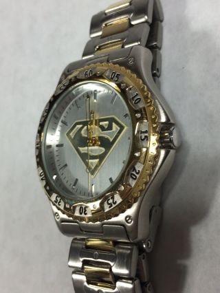 Vtg Fossil Superman Watch Warner Brothers Store Exclusive - Made In Japan 2000