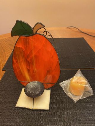 Stained Glass Suncatcher Pumpkin Jack O Lantern Halloween Candle Holder 3