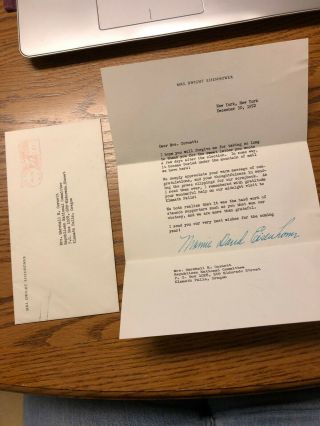 Vintage 12 - 30 - 52 Letter Signed By Mamie Doud Eisenhower W/ Envelope
