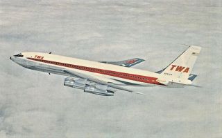 Twa - Trans World Airlines Boeing 720 - 051b Airplane Postcard