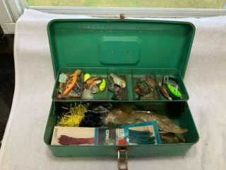 Vintage Liberty Tackle Box Full Of Lures And Fishing Tackle