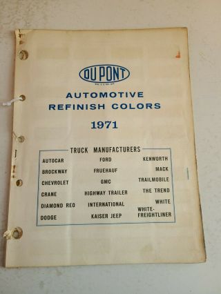 Vintage 1971 Dupont Duco - Dulux Paint Chip Refinish Colors Truck Pages