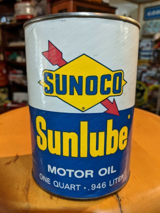 Vintage Sunoco Sunlube Motor Oil 1 Quart Can Can
