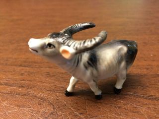Vintage Horned Steer Bone China Figurine Japan