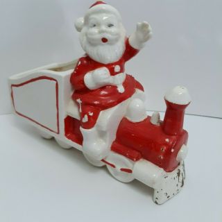 Vintage Santa Claus Train Planter Ceramic Very Cute Christmas Decor