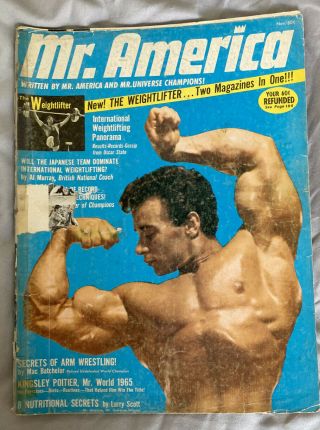 Vintage Bodybuilding Magazines Mr.  America Nov 1965 Cover Damage