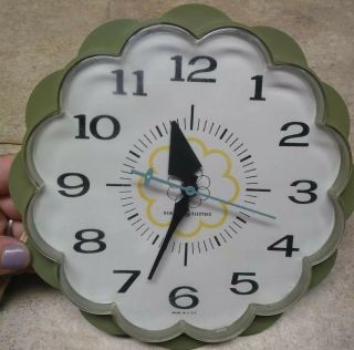 Cute General Electric Vintage 60s Green With Yellow Electric Wall Clock -