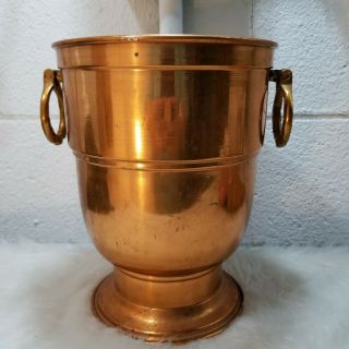 French Copper Ice Champagne Bucket Handles Stamped Marked Vintage