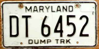 Maryland Dump Truck License Plate Number Tag - $2.  99 Start