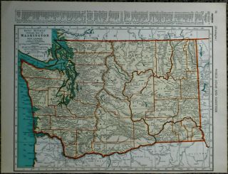 L@@K Vintage 1939 World Atlas Colored Map of Washington & Virginia VA WWII OLD 2