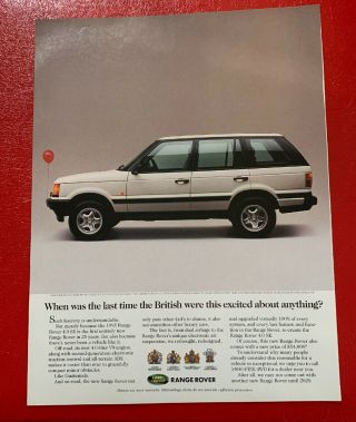 1995 Range Rover 4.  0 Se Land Rover Color Photo Vintage Print Ad