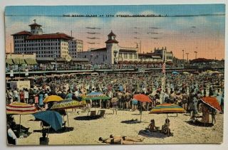 1943 Nj Postcard Ocean City Jersey The Beach Class At 12th St Vintage Linen