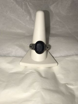 Vintage Sterling Silver Ring With Large Black Onyx Center Stone