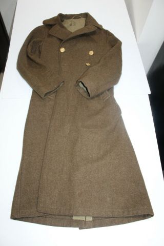 Vintage Long Green Wool Us Military Coat Ww2 Ww Ii 1940 