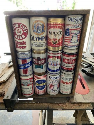 Bar Decor.  Vintage Bar Wood Surrounds Vintage Beer Cans (empty) From The 70’s
