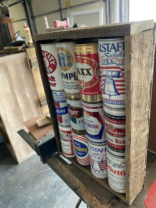Bar Decor.  Vintage Bar wood Surrounds Vintage Beer Cans (empty) From The 70’s 2
