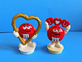 Valentine’s Day Red M&m Topper Figures Vintage Set Of 2