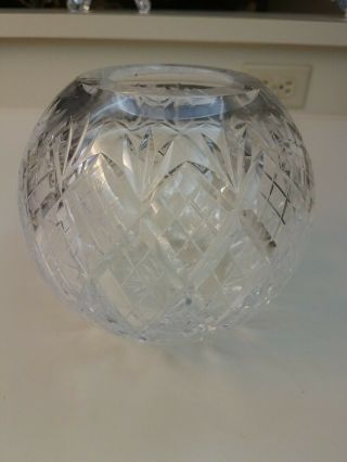 Vintage Crystal Rose Bowl Vase Round Globe Cut Brilliant 6 Inch Tall