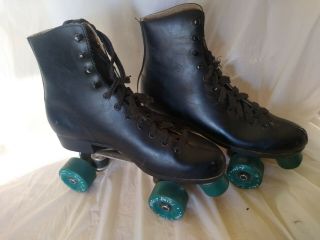 Vintage Roller Derby Skates Roller Star Mens Size 8 Black With Green Wheels
