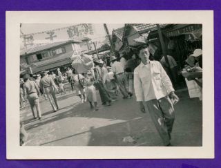 E14 Street Scene Store Signs People Shop Naha Okinawa Japan 1952 Vintage Photo