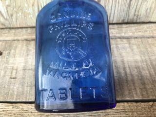 Vintage Phillips Milk of Magnesia Cobalt Blue Tablet Bottle 2