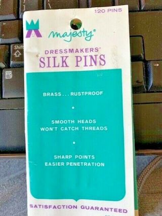 Vintage Majesty Silk Dressmakers Pins Brass Sewing Usa Brass Rustproof 120 Pins