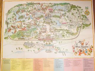 Vintage 1970s Walt Disney World Park Map Souvenir Magic Kingdom Mickey Mouse