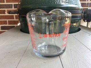 Vintage Anchor Clear Glass Red Lettering 4 Cup / 1 Quart 20 Measuring Cup