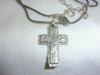 VINTAGE DIDAE SHABOOL STERLING CROSS NECKLACE ON FINE STERLING BOX CHAIN 3