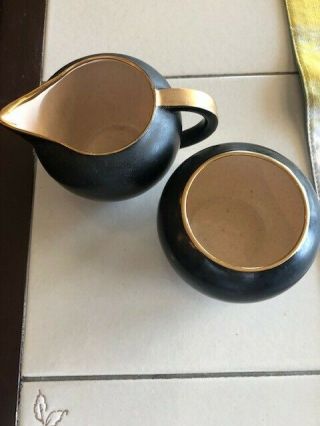Vintage V & B Villeroy And Boch Luxembourg Creamer And Sugar - Black And Gold
