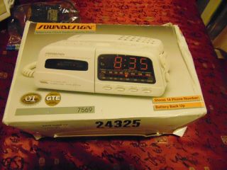 Soundesign Clock Radio Cassette Phone Alarm Model 7569i Vintage Beige