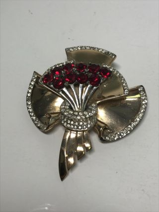 Vintage Coro Craft Gold Vermeil Sterling Silver 925 Flower Bouquet Brooch Pin