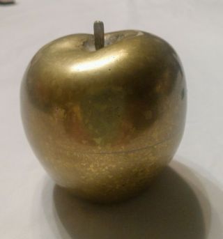 Vintage Large Size Solid Brass Apple Paperweight Objet D 
