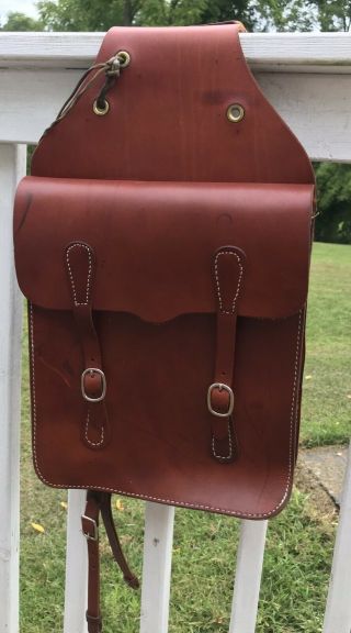 Vintage Large Thick Leather Western Saddle Bag