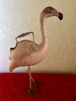 Vintage Flamingo Metal Watering Can,  Garden Decor,  Shabby Chic,  Old Cottage.