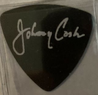 Vintage Johnny Cash Signature Black Guitar Pick - 1980s Tours